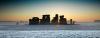 panoramic shot of the Stonehenge monument during a winter sunset